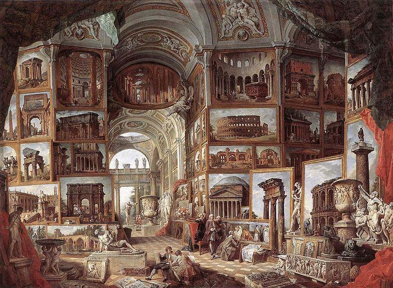 Picture gallery with views of ancient Rome, Giovanni Paolo Pannini